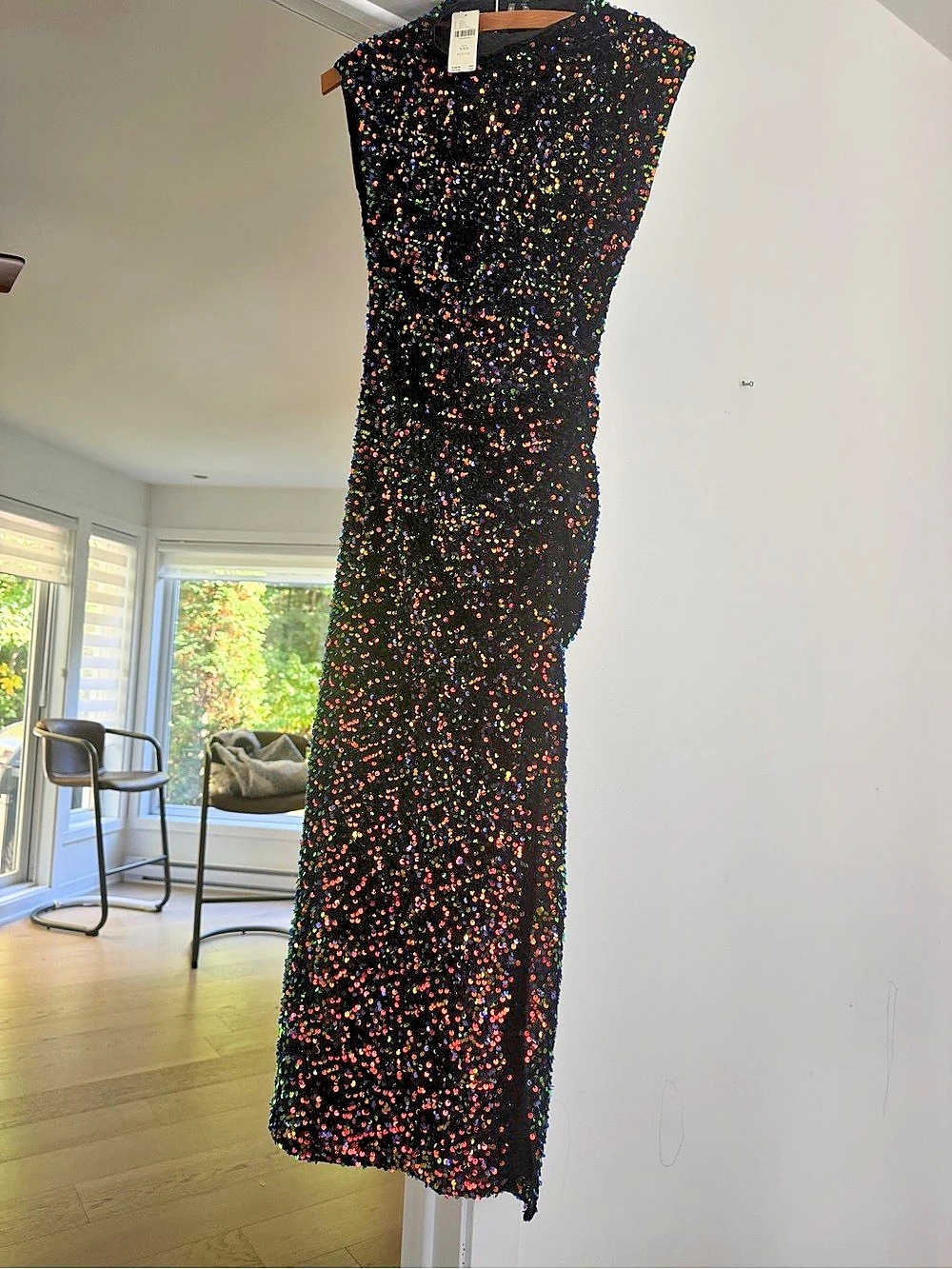 Nwt  Sequin Midi Dress in Black & Multicolor Size XXS - Picture 5 of 6